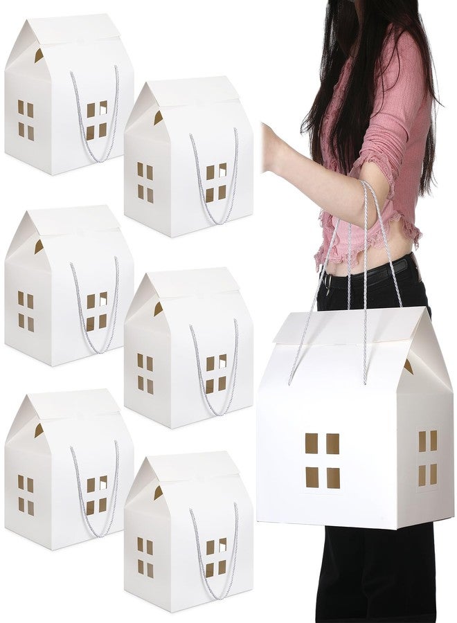 Epakh 6 Pcs Christmas Large House Shaped Gift Boxes 13 x 9.8 x 7.5 Inch Xmas White Cardboard Favor Boxes Gift Treat Container for Christmas Wedding Birthday Party - Image 1